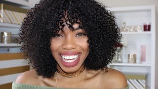 DIY Curly Wig with Bangs in 30 MINUTES  Her Given Hair [upl. by Compton]