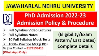 JAWAHARLAL NEHRU UNIVERSITY JNU  PhD Procedure Notification  Complete Details JNU PhD Admission [upl. by Bela371]