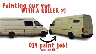 Roller Painting Our VAN  DIY PAINT JOB  Budget Camper Van Conversion [upl. by Lleira]