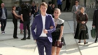 Ansel Elgort and Violetta Komyshan at Valentino Fashion Show in Paris [upl. by Tandie]