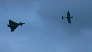 RAF Cosford Airshow 2010 Spitfire and Eurofighter Typhoon display [upl. by Mcnair540]