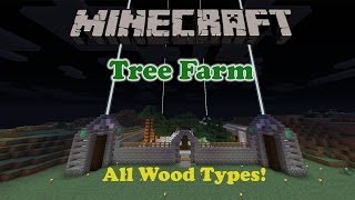 How to make a Tree Farm in Minecraft Harvest All Tree Types  Sapling Auto Collector [upl. by Woolcott571]