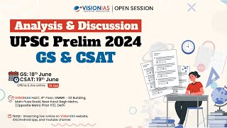 UPSC PRELIMS 2024  GENERAL STUDIES amp CSAT  ANALYSIS amp DISCUSSION  GS18th amp CSAT19th JUNE  10AM [upl. by Serolod]