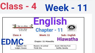 EDMC Class 4 English Week 11 Worksheet Chapter 11 Hiawatha  Class 4th week 11 Marigold Unit 6 [upl. by Jessey]