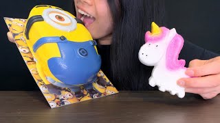 ASMR MINION CHOCOLATE CAKE  MARZIPAN UNICORN  MUKBANG [upl. by Ramoh656]