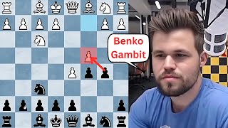 How Magnus plays Benko Gambit to destroy his opponent [upl. by Ummersen]