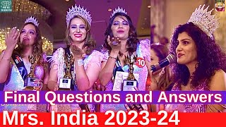 Mrs India 202324  Final Questions and Answers Complete Playlist in description box [upl. by Edahs]