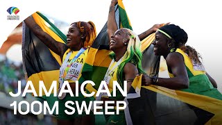 ShellyAnn FraserPryce leads Jamaican 100m sweep 🇯🇲  World Athletics Championships Oregon 22 [upl. by Acimad]