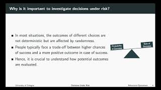 Behavioral Operations  Decisions Under Risk 1 [upl. by Bornie]