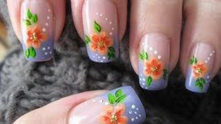 Nail art French manicure with flower [upl. by Ennayd]