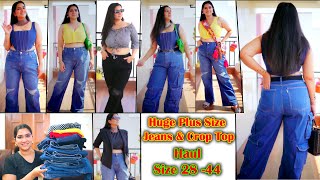 Must Have Jeans  Plus Size High Waist Jeans and Crop Top HaulMom JeansCargo JeansRipped Jeans [upl. by Retrac]