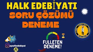 HALK EDEBİYATI SORU ÇÖZÜMÜ AYT Edebiyat Deneme Çözümü Halk edebiyatı sanatçıları 📌PDF [upl. by Darcey749]