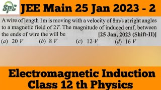 A wire of length 1 m is moving with a velocity of 8 ms at right angles to a magnetic field of 2 T [upl. by Oratnek]