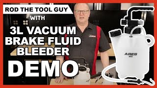 How to Bleed Brakes using ARES 18078 – 3L Vacuum Brake Fluid Bleeder with Rod the Tool Guy 🚘 [upl. by Frazier]