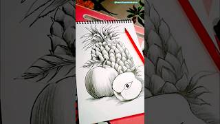 Still Life Pencil Sketch🍍🍎 shorts youtubeshorts art stilllife pencilsketch happiness fruits [upl. by Akinwahs]