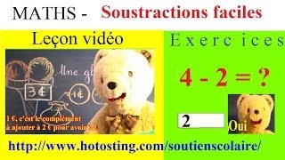 Soutien scolaire maternelle maths en ligne  Soustractions faciles [upl. by Dorolisa721]