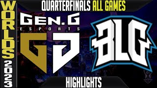 GEN vs BLG Highlights ALL GAMES  S13 Worlds 2023 Quarterfinals  GenG vs Bilibili Gaming [upl. by Fendig]