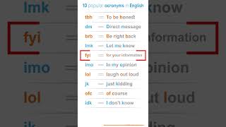 10 popular acronyms in English  What is an acronym acronyms abbreviations [upl. by Lani672]