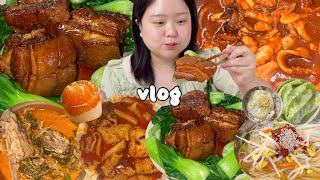 먹방브이로그 동파육 맹글어먹는 자취생🍖🥬 마라엽떡 감자탕 쭈꾸미볶음 잔치국수 홍시푸딩 담양 당일치기 [upl. by Annairda]