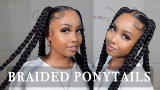 How To Braided Ponytail With Braiding Hair  Beginner Friendly [upl. by Enohpets]