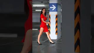 Beautiful model in a red bodycon dress outfit of the day fashion style outfit shorts [upl. by Washburn]