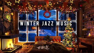 Winter Day at Warm Cafe Shop Space with Ballads Jazz Music amp Fireplace Sounds to Work Study [upl. by Limbert]