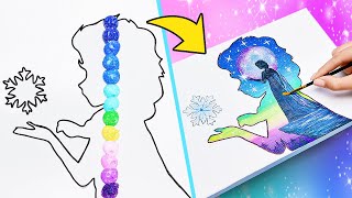 WOW Coloratissimo Ritratto Della Principessa Elsa 🎨 Facile Tutorial Per Dipingere Con Acrilici ❄️ [upl. by Kilroy447]