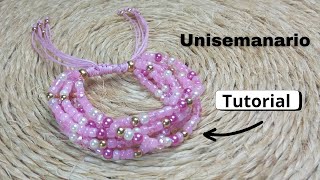 Unisemanario con Hilo Cristales y Chaquiras DIY Tutorial [upl. by Gilchrist62]