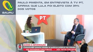 Paulo Pimenta em entrevista à TV PT afirma que Lula foi eleito com 39 dos votos [upl. by Gayle273]