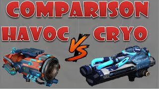 Havoc vs Cryo medium weapon comparison war robots [upl. by Silvers]