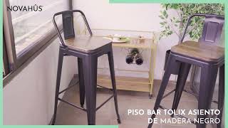 Pack 4 Pisos de Bar Tolix Asiento de Madera Negro [upl. by Foulk]