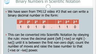 TM112 Binary Numbers in Scientific Notation [upl. by Novj]