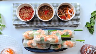 HOW TO MAKE AUTHENTIC VIETNAMESE SPRING ROLLS GOI CUON  3 WAYS SPRING ROLL SAUCE RECIPE [upl. by Seidel]