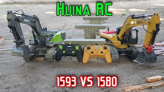 Amazing Huina RC  Huina Excavator 1593 VS Huina Excavator 1580 So Cool [upl. by Hnilym]