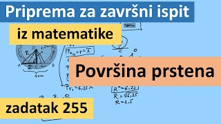 Površina kružnog prstena  Priprema za završni ispit iz matematike zadatak 255 [upl. by Yeneffit291]