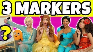 3 MARKER CHALLENGE With Disney Princesses Totally TV [upl. by Freya]