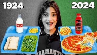 Eating 100 Years Of Food For 24 Hours Challenge  School Lunch  SAMREEN ALI [upl. by Nimzaj]