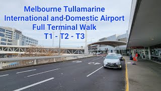 Full Walk Melbourne Tullamarine International Domestic Airport Terminals 1  2  3 Qantas Australia [upl. by Melise658]