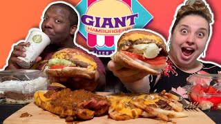 Nations Giant Hamburgers REVIEW  MUKBANG [upl. by Lemaceon31]