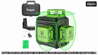 Huepar B03CG 3X360 Nivel Láser Verde 12 Líneas MODO DE PULSO Batería de Litio Recargable USB [upl. by Anifesoj147]