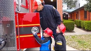 Kids Fire Engine and Fire Station Tour  Fire Truck Videos for Children [upl. by Margarita]