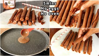 CHOCOLATE WAFER ROLL RECIPE  NO OVEN  NO EGG  EASY CHOCOLATE WAFER RECIPE  Snacks recipe [upl. by Llenrad932]