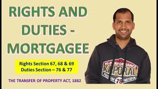 Rights and Duties of Mortgagee  The Transfer of Property Act 1882 [upl. by Richara]