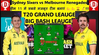 Adelaide Strikers vs Brisbane HeatBIG BASH T20Dream11 Prediction Best Team🏆💪🏏 [upl. by Keane]