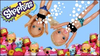 Elsa amp Anna toddlers play with Barbie the Mermaid and lots of Shopkins [upl. by Eveivenej]