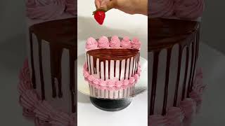 Chocolate dripping Cake with strawberry cake cake chocolate shortsfeed cakeart [upl. by Rebme]