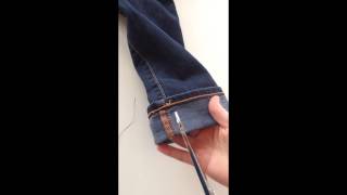 How To Hem Jeans Keeping The Orignal Hem [upl. by Nosylla]