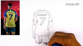 How to draw Cristiano Ronaldo Ronaldo Pencil Sketch Cr7 From Al Nassr Fc Club [upl. by Boy715]