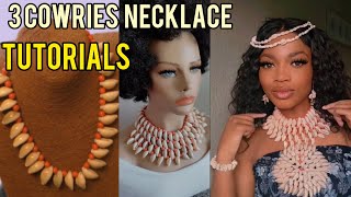 3 Cowries shell Necklace Tutorial part 1 [upl. by Yajet]