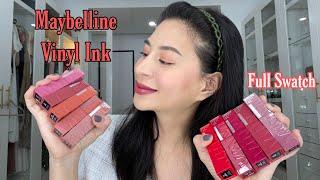 Maybelline Superstay Vinyl Ink Review Swatches 10 shades [upl. by Ambler980]